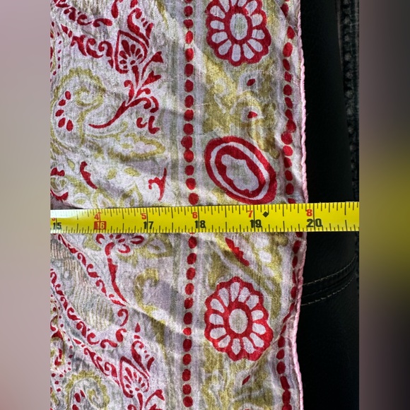 Vintage silk scarf Indian block print Floral veil sheer fabric - Picture 4 of 6